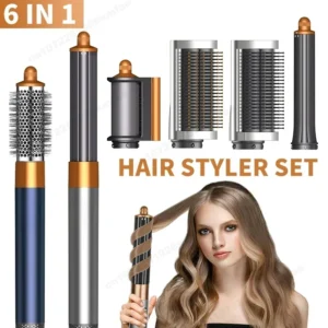 6 in 1 Hair Styler High-Speed Negative Ion Hair Dryer Multi Hair Styler Professional Blow Dryer Brush for Curling Gift for Women
